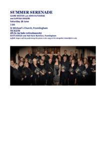 SUMMER SERENADE CLAIRE WESTON with JOHN HUTCHINGS and SUFFOLK SINGERS