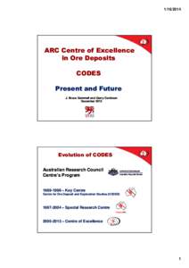 [removed]ARC Centre of Excellence in Ore Deposits CODES Present and Future