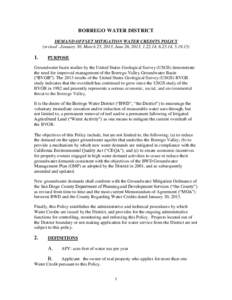 BORREGO WATER DISTRICT DEMAND OFFSET MITIGATION WATER CREDITS POLICY (revised –January 30, March 25, 2013, June 26, 2013, , , .