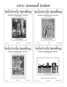 2011 Annual Index Relatively Speaking Relatively Speaking A G S Quarterly Journal  A G S