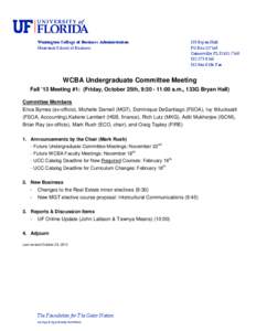 WCBA Undergraduate Committee Meeting Agenda - October 25, 2013