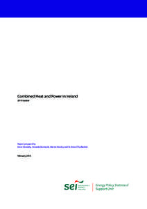 Combined Heat and Power in Ireland 2010 Update Report prepared by Emer Dennehy, Amanda Barriscale, Martin Howley and Dr. Brian Ó’Gallachóir