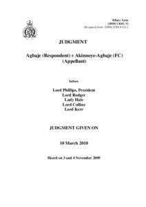 Agbaje (Respondent) v Akinnoye-Agbaje (FC) (Appellant)