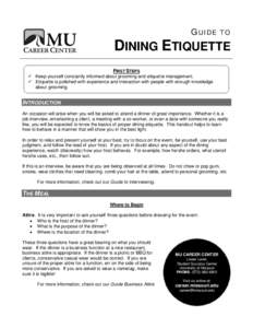 GUIDE  TO DINING ETIQUETTE FIRST STEPS