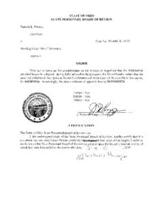 STATE OF OHIO STATE PERSONNEL BOARD OF REVIEW Pamela L. Pinson, Appellanl,  Case No. 09-ABL[removed]