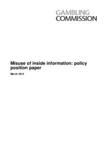 Misuse of inside information policy position paper March 2014