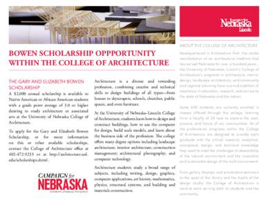 Nebraska / Architecture / American architecture / Education / Architecture school in the United States / Virginia Tech College of Architecture and Urban Studies / Interior architecture / Sustainable development / University of Nebraska–Lincoln