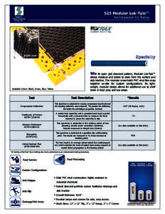 utdoor  523 Modular Lok-Tyle™ Anti-Fatigue/Anti-Slip Matting  With its open grid diamond pattern, Modular Lok-Tyle™