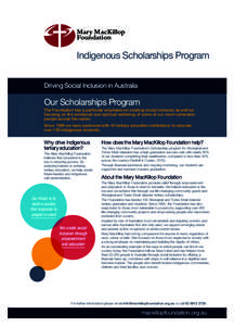 Mary MacKillop Foundation Indigenous Scholarships Program Driving Social Inclusion in Australia