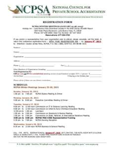 NATIONAL COUNCIL FOR PRIVATE SCHOOL ACCREDITATION __ A CONSORTIUM OF ACCREDITING ASSOCIATIONS FOR THE RECOGNITION OF EARLY CHILDHOOD, ELEMENTARY, & SECONDARY PRIVATE SCHOOLS  REGISTRATION FORM