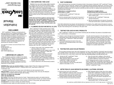 Biological specimens / Lead / Occupational safety and health / Superconductors / Sampling / Soldering / Kastle-Meyer test / Matter / Chemistry / Medicine