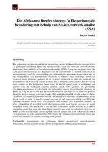 LitNet Akademies Jaargang 9(3), Desember[removed]Die Afrikaanse literêre sisteem: ’n Eksperimentele