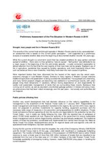 International Forest Fire News (IFFN) No. 40 (July-December 2010), pISSNweb) Preliminary Assessment of the Fire Situation in Western Russia in 2010 by the Global Fire Monitoring Center (GFMC)