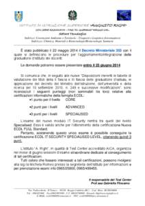 ISTITUTO DI ISTRUZIONE SUPERIORE “AUGUSTO RIGHI” CON SEDE ASSOCIATA – ITAS “M. GUERRISI” REGGIO CAL. Settore Tecnologico Indirizzi: Costruzioni Ambiente e Territorio - Trasporti e Logistica (Aeronautico) Indiri