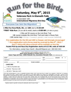 www.linkvillelopers.org  Saturday, May 9th, 2015 Veterans Park in Klamath Falls in association with