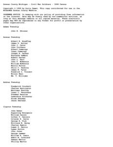 Arenac County Michigan - Civil War Soldiers[removed]Census Copyright © 1999 by Doris Demet. This copy contributed for use in the MIGenWeb Arenac County WebSite. USGENWEB NOTICE: In keeping with our policy of providing fr