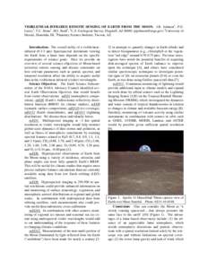 VISIBLE/NEAR-INFRARED REMOTE SENSING OF EARTH FROM THE MOON. J.R. Johnson1, P.G. Lucey2, T.C. Stone1, M.I. Staid3, 1U.S. Geological Survey, Flagstaff, AZ[removed]removed]) 2University of Hawaii, Honolulu, HI, 3P