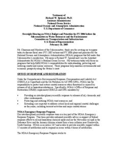 Testimony of Richard W. Spinrad, Ph.D. Assistant Administrator National Ocean Service National Oceanic and Atmospheric Administration U.S. Department of Commerce