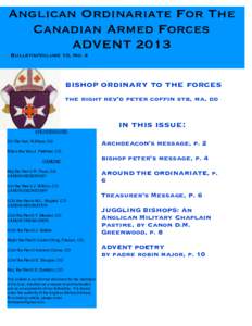 Anglican Ordinariate For The Canadian Armed Forces ADVENT 2013 Bulletin/Volume 10, No. 4  bishop ordinary to the forces