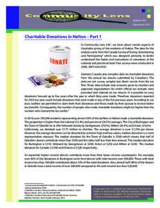 Bulletin #91 December 2013 Charitable Donations in Halton – Part 1 In Community Lens #361, we learn about certain aspects of charitable giving of the residents of Halton. The data for the