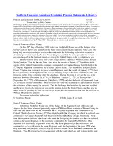 Southern Campaign American Revolution Pension Statements & Rosters Pension application of John Lane S41740 Transcribed by Will Graves f15VA[removed]