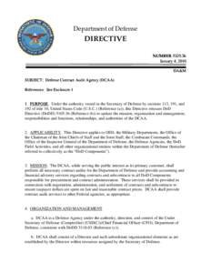Department of Defense  DIRECTIVE NUMBER[removed]January 4, 2010 DA&M