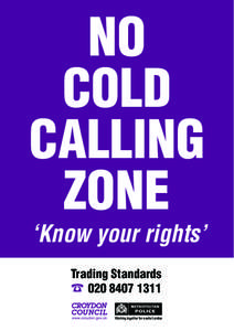 NO Cold Calling Zone  ‘Know your rights’