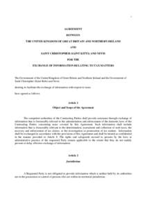 Agreement between The United Kingdom of Great Britain and Northern Ireland and Saint Christopher (Saint Kitts) and Nevis