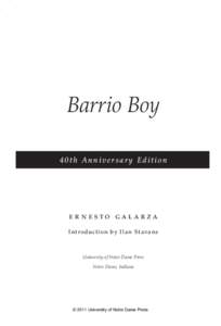 Barrio Boy 40th Anniversar y Edition ernesto galarza I nt r oduc t ion by I l a n St ava n s