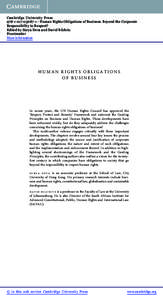 Cambridge University Press[removed]1 - Human Rights Obligations of Business: Beyond the Corporate Responsibility to Respect? Edited by Surya Deva and David Bilchitz Frontmatter More information