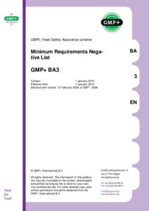 GMP+ Feed Safety Assurance scheme  Minimum Requirements Negative List BA