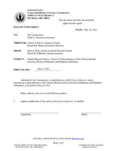 Ballot Vote Sheet for Federal Register Notice:  Notice of Teleconference of the Chronic Hazard Advisory Panel on Phthalates and Phthalate Substitutes (to be held on June 29, 2012)