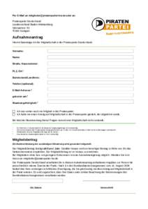 Mitgliedsantrag Piratenpartei Baden-Württemberg