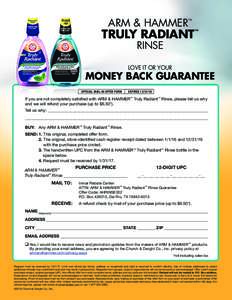 Sales promotion / Economy / Business / Retailing / Rebate / Returning / Email / Receipt / Money back guarantee / Radiant / Arm & Hammer