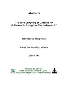 Abstracts “Passive Sampling of Gaseous Air Pollutants in Ecological Effects Research” International Symposium