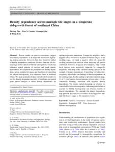 Oecologia:207–217 DOIs00442y COMMUNITY ECOLOGY - ORIGINAL RESEARCH  Density dependence across multiple life stages in a temperate