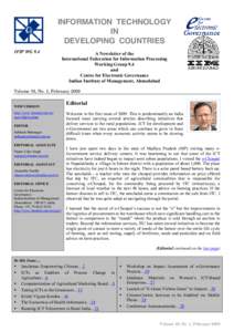 INFORMATION TECHNOLOGY IN DEVELOPING COUNTRIES IFIP WG 9.4  A Newsletter of the