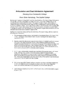 RACC and PSH authorize this agreement to become effective on ________________. For Reading Area Community College For Penn State Harrisburg The Capital College