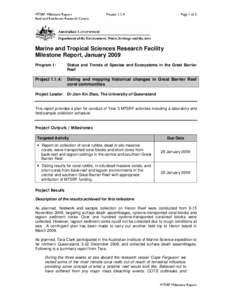 MTSRF Milestone Report Reef and Rainforest Research Centre ProjectPage 1 of 3