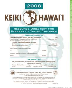 KEIKI  HAWAI`I Resource Directory For Parents of Young Children