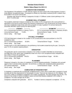 Sheridan School District District Status Report for[removed]ACCREDITATION STANDARDS The Standards of Accreditation of Public Schools require that each school offer three programs of study in three different occupational 