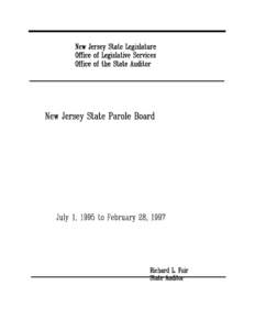 New Jersey State Parole Board  Table of Contents Page Transmittal Letter . . . . . . . . . . . . . . . . . . . . . . . . . . .