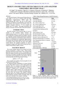 Proceedings of 2011 Particle Accelerator Conference, New York, NY, USA  TUP163 DESIGN CONSTRUCTION AND TEST RESULTS OF A HTS SOLENOID FOR ENERGY RECOVERY LINAC*