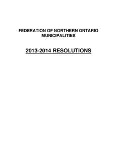 FEDERATION OF NORTHERN ONTARIO MUNICIPALITIES