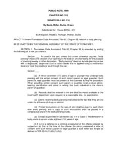 PUBLIC ACTS, 1999 CHAPTER NO. 333 SENATE BILL NO. 210 By Davis, Miller, Burks, Crowe Substituted for: House Bill No. 211 By Ferguson, Maddox, Fitzhugh, Walker, Stulce