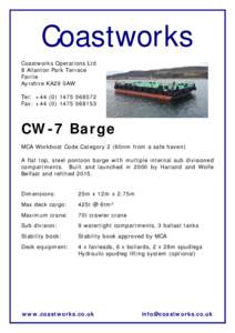 Coastworks Coastworks Operations Ltd 8 Allanton Park Terrace Fairlie Ayrshire KA29 0AW Tel: +568572