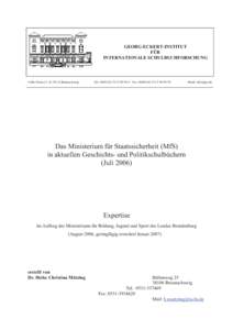 GEORG-ECKERT-INSTITUT FÜR INTERNATIONALE SCHULBUCHFORSCHUNG Celler Strasse 3, DBraunschweig
