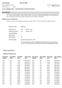 Cash Merger  May 29, 2014 Exchange/Memo ID: [removed]ONN / OCC ID: