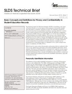 SLDS Technical Brief: Basic Concepts and Definitions for Privacy and Confidentiality in Student Education Records