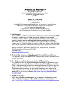 News in Review  Periodic Mailing from the South Carolina State Historic Preservation Office Review and Compliance Division July 2011